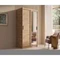 Šatní skříň s posuvnými dveřmi a zrcadlem Haley 100 cm dub Artisan