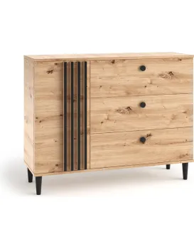 Komoda Liva 120 cm dub Artisan/černá