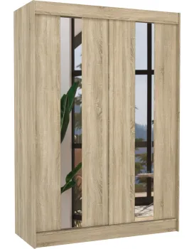 Šatní skříň s posuvnými dveřmi a zrcadlem Balaton 150 cm dub Sonoma