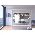Šatní skříň s posuvnými dveřmi a zrcadlem Camb 250 cm bílá/dub Sonoma
