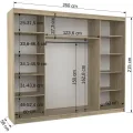 Šatní skříň s posuvnými dveřmi a zrcadlem Camb 250 cm Choco