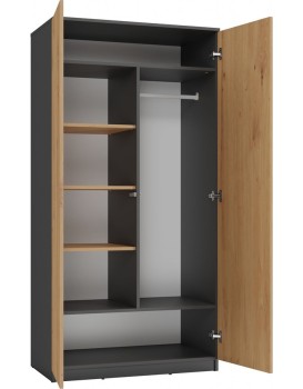Šatní skříň MALWA 90 cm antracit/dub artisan
