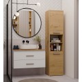 Závěsná skříňka pod umyvadlo s deskou NEL 2S 80 cm bílá/dub Artisan