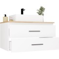 Závěsná skříňka pod umyvadlo s deskou NEL 2S 80 cm bílá/dub Artisan