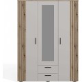Šatní skříň se zrcadlem AVA 150 cm dub evoke/kašmírová