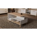 Konferenční stolek Olympo 90 cm bílý/dub Artisan