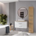 Závěsná skříňka pod umyvadlo s deskou NEL 2S 80 cm bílá/dub Artisan