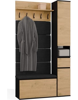 Předsíňová stěna se skříní Lior 110 cm černá/dub Artisan