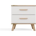 Noční stolek Olympo 2S 45 cm bílý/dub Artisan