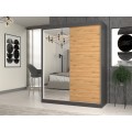 Šatní skříň se zrcadlem Iga A/B 160 cm antracit/dub artisan
