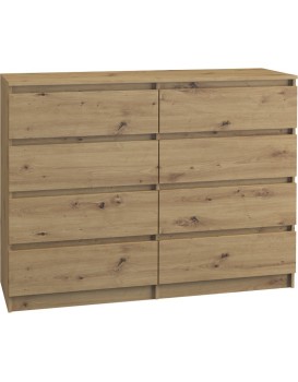 Komoda Malwa 120 cm hnědá - 8 poliček