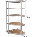 Rohový kovový regál Artenat 180 cm