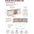 TV stolek Olympo 150 cm bílý/dub Artisan