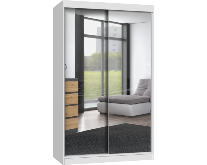 Šatní skříň se 2 zrcadly IGA 120 cm bílá