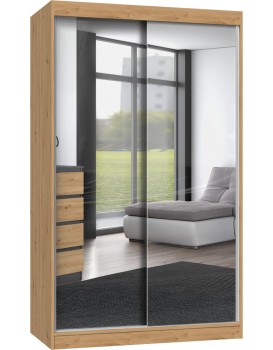 Šatní skříň se 2 zrcadly IGA 120 cm dub artisan