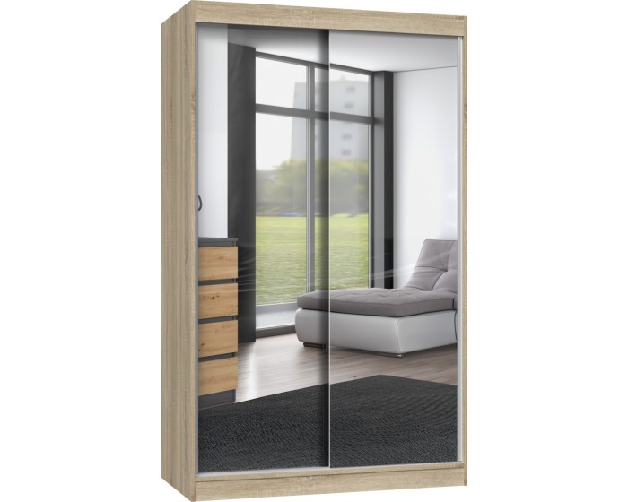 Šatní skříň se 2 zrcadly IGA 120 cm dub sonoma