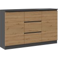 Komoda Saloe 2D3S 120 cm antracit/dub artisan