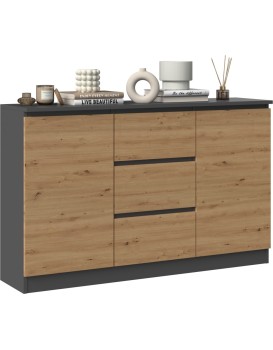 Komoda Saloe 2D3S 120 cm antracit/dub artisan