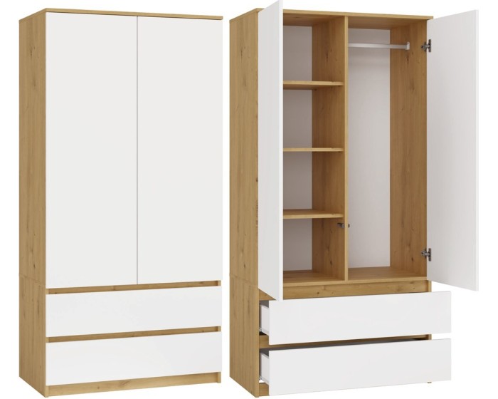 Šatní skříň MALWA I 90 cm dub artisan/bílá