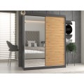 Šatní skříň se zrcadlem Iga A/B 160 cm antracit/dub artisan