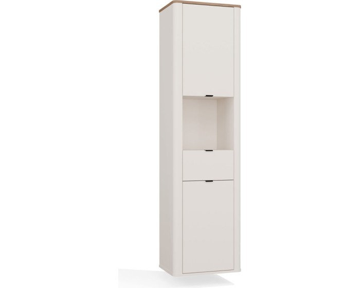 Vysoká závěsná koupelnová skříňka Cordoba 2D1S 48 cm kašmír/dub Castello