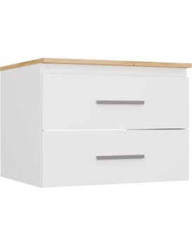 Závěsná skříňka pod umyvadlo s deskou NEL 2S 60 cm bílá/dub Artisan