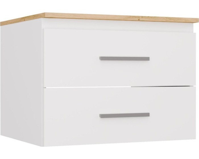 Závěsná skříňka pod umyvadlo s deskou NEL 2S 60 cm bílá/dub Artisan