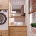 Závěsná koupelnová skříňka se zrcadlem POLA 3DL/P dub artisan 