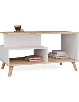 Konferenční stolek Olympo 90 cm bílý/dub Artisan