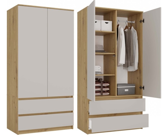 Šatní skříň Malwa SS-90 cm dub artisan/kašmír