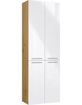 Koupelnová skříňka s 2 koši na prádlo NEL 2K DD bílý lesk/dub Artisan