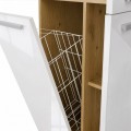 Koupelnová skříňka s košem na prádlo NEL 1K DD lesklá bílá/dub Artisan