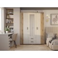 Šatní skříň se zrcadlem AVA 150 cm dub evoke/kašmírová