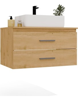Závěsná skříňka pod umyvadlo s deskou Nel 2S 80 cm dub Artisan