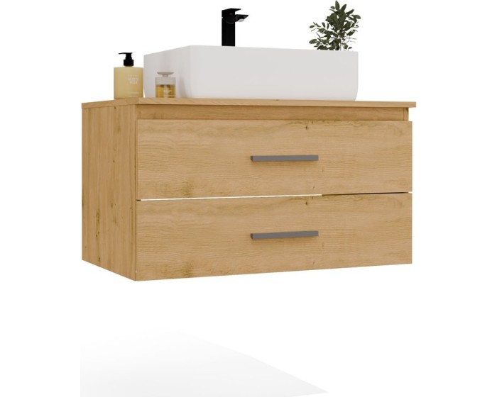 Závěsná skříňka pod umyvadlo s deskou Nel 2S 80 cm dub Artisan