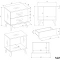 Noční stolek Olympo 2S 45 cm bílý/dub Artisan