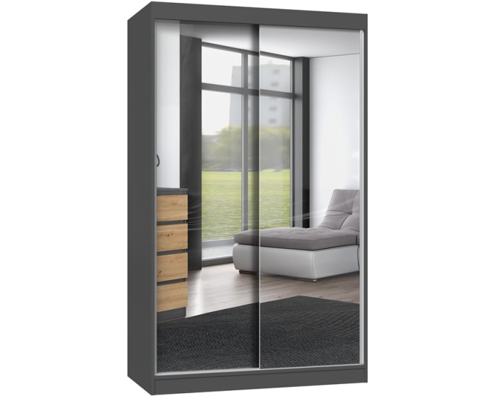 Šatní skříň se 2 zrcadly IGA 120 cm antracit