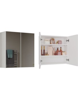 Závěsná koupelnová skříňka POLA 60 cm se zrcadlem bílá