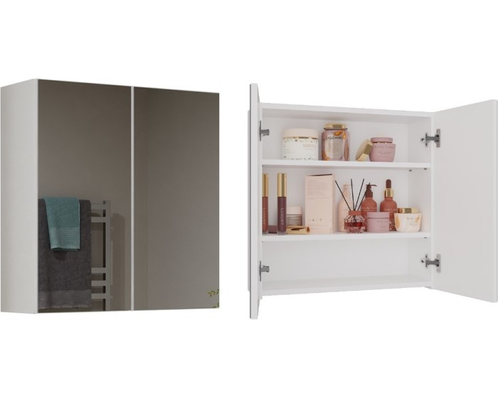 Závěsná koupelnová skříňka POLA 60 cm se zrcadlem bílá