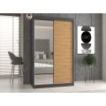 Šatní skříň Iga se zrcadlem 120 cm antracit/dub artisan
