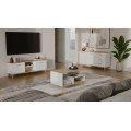 Konferenční stolek Olympo 90 cm bílý/dub Artisan