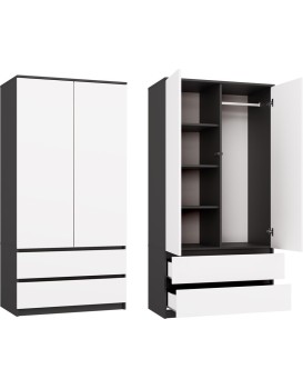 Šatní skříň Malwa SS-90 cm antracit/bílá
