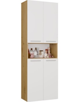 Koupelnová skříňka s košem na prádlo NEL 1K DK bílá/dub Artisan