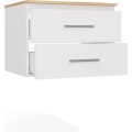 Závěsná skříňka pod umyvadlo s deskou NEL 2S 60 cm bílá/dub Artisan