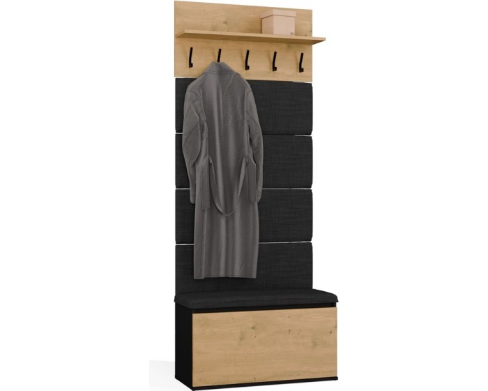 Předsíňová stěna Lior 80 cm černá/dub Artisan II