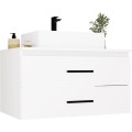 Závěsná skříňka pod umyvadlo s deskou NEL 2S 80 cm bílá/černá
