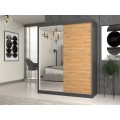 Šatní skříň se zrcadlem Iga A/C 160 cm antracit/dub artisan