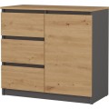 Komoda SZUFA 80 cm antracitová/dub artisan