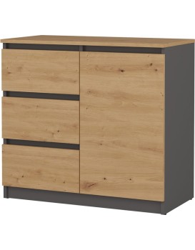 Komoda SZUFA 80 cm antracitová/dub artisan