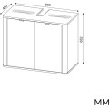 Závěsná skříňka pod umyvadlo s deskou Cordoba 80 cm kašmír/dub Castello